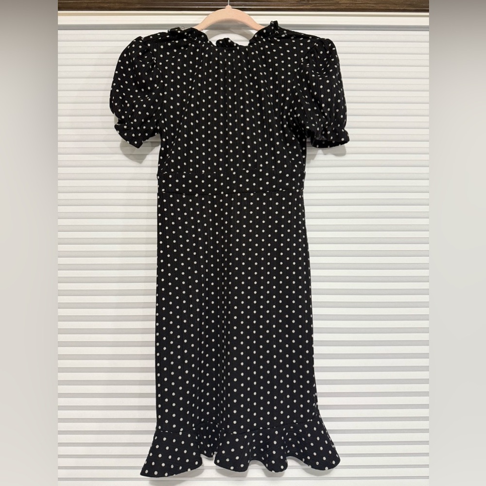 Elegant Black Polka Dot Dress XS